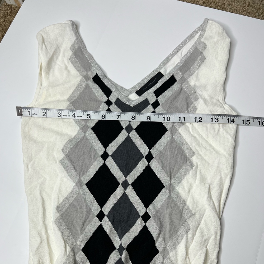 Vintage ‘The Limited’ Argyle Tank Top ‘Sweater Vest’ Size Small - Picture 6 of 9